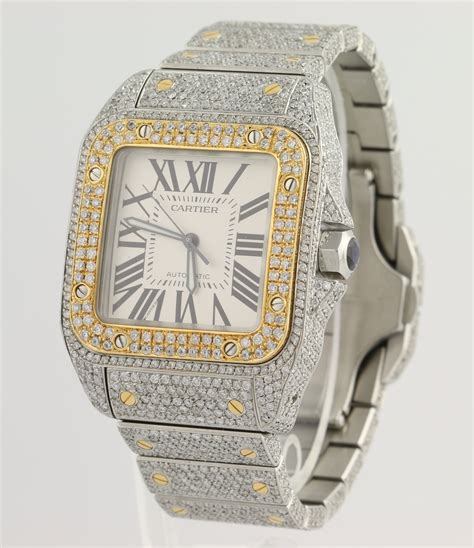 cartier gold watch diamonds|cartier full diamond watch.